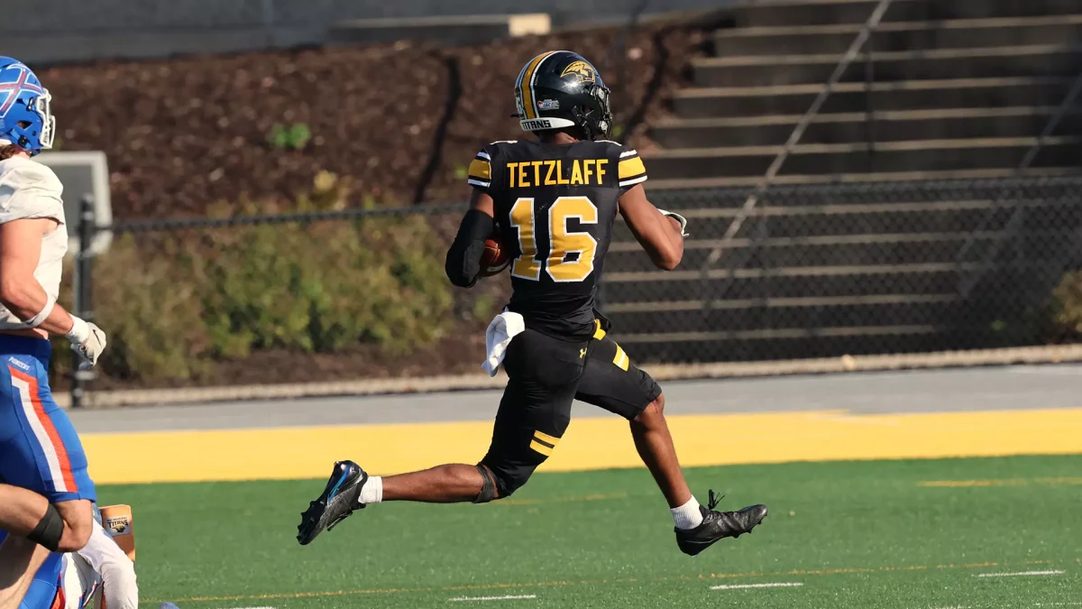  UWO’s Trae Tezlaff runs away from a UWP defender and scores a touchdown in the third. Tetzlaff broke UWO’s all-time receptions record on Saturday, Oct. 19