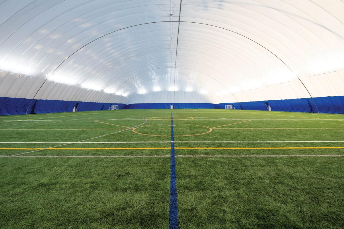 UWO’s Student Rec Plex, commonly called “the bubble,” shortly after its construction in 2018. The university originally intended to take it down during the spring. However, costs prevented this from happening, and the Student Rec Plex now stays up year round.