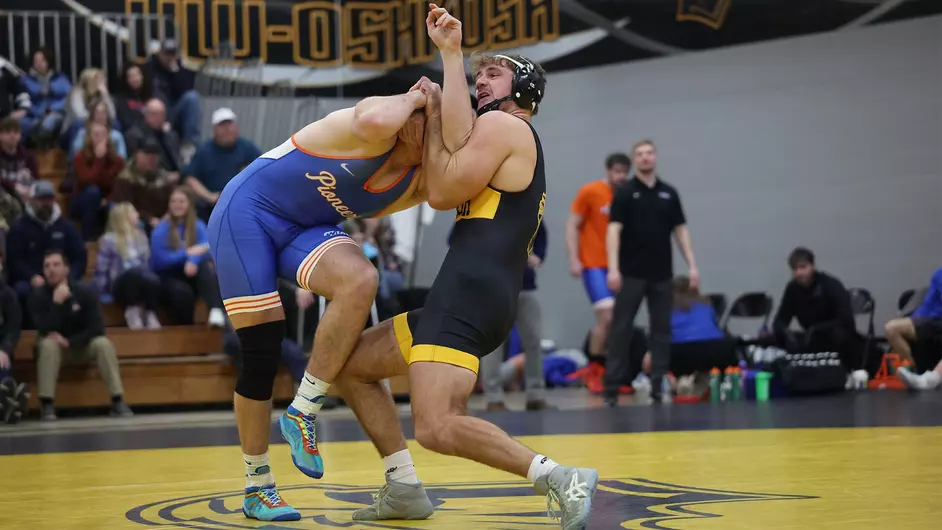 Courtesy of Steve Frommell / UWO Athletics -- Oshkosh's Roman Martell wrestles at a match earlier this season at the Kolf Sports Center.