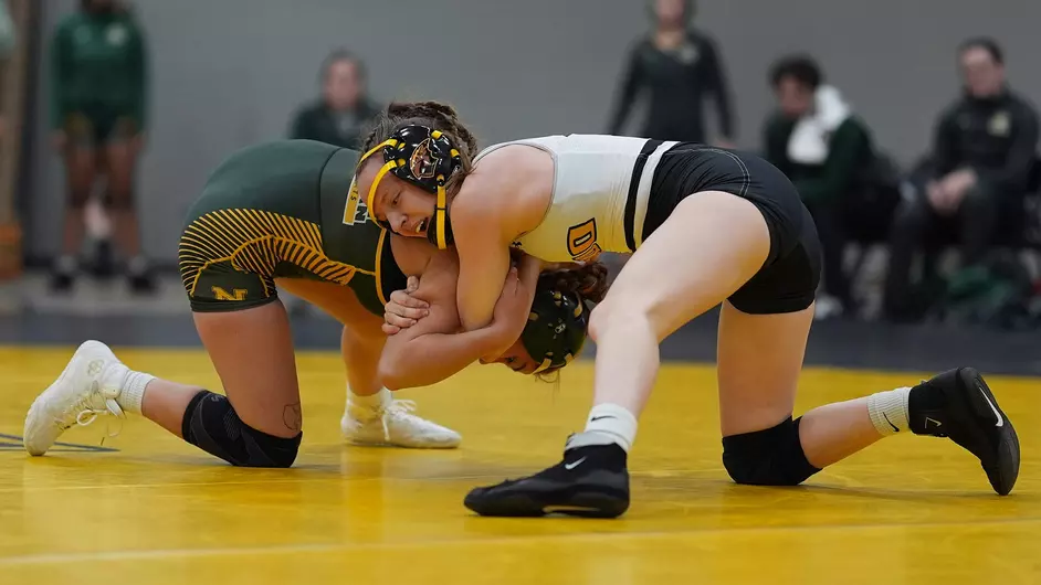 Courtesy of Terri Cole / UWO Athletics -- Oshkosh's Mya Delleree wrestles in a match earlier this season at the Kolf Sports Center.