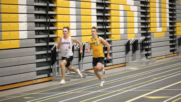 Courtesy of Steve Frommell / UWO Athletics -- UWO's Matthew Eiden runs in the 400-meter dash in a meet earlier this season at the Kolf Sports Center.