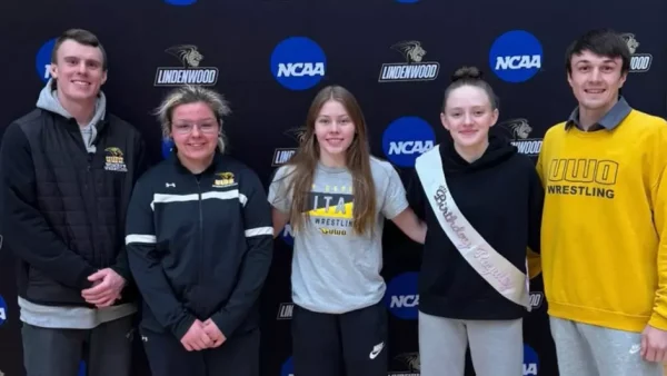 Courtesy of UWO Athletics -- Alivia Davey (second from left), Annesley Day (middle), and Mya Delleree (second from right), all qualified for the NCWWC Championship.