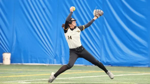 Steve Frommell / UWO Athletics -- UWO's Brianna Bougie pitches last weekend at the Oshkosh Rec Plex.