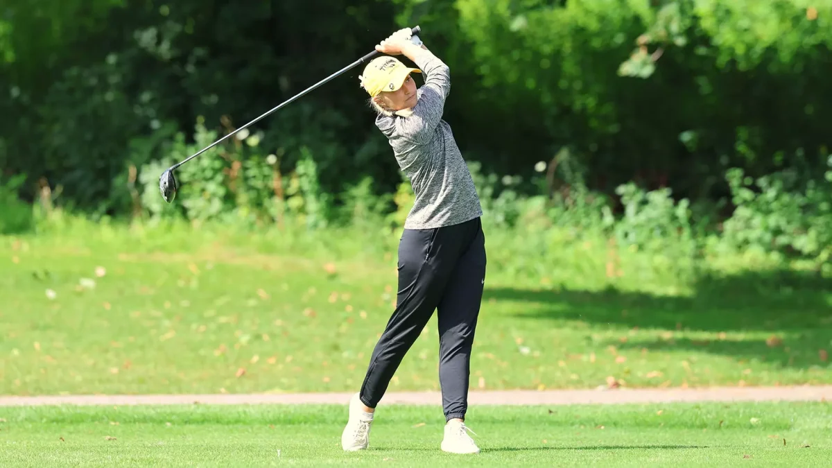 Courtesy of Steve Frommell / UWO Athletics – UWO’s Sydney Bornhorst golfs in the Midwest Region Classic last weekend at Benedictine University.