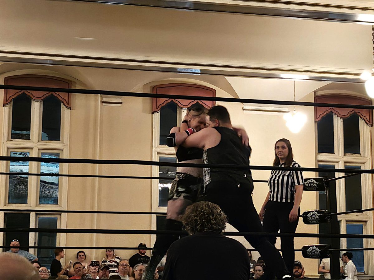 Logan Rabbitt / Advance-Titan
Lauren Lockett and “The Investment” Hunter James wrap each other up in the midst of their match at ACW 67, where Lockett came out victorious.
