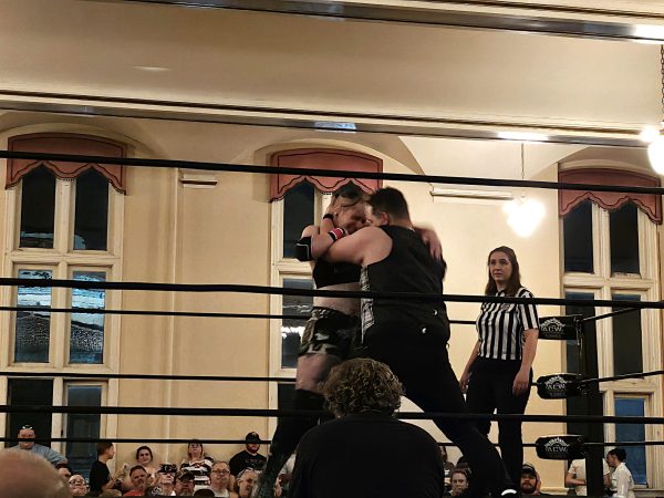 Logan Rabbitt / Advance-Titan
Lauren Lockett and “The Investment” Hunter James wrap each other up in the midst of their match at ACW 67, where Lockett came out victorious.