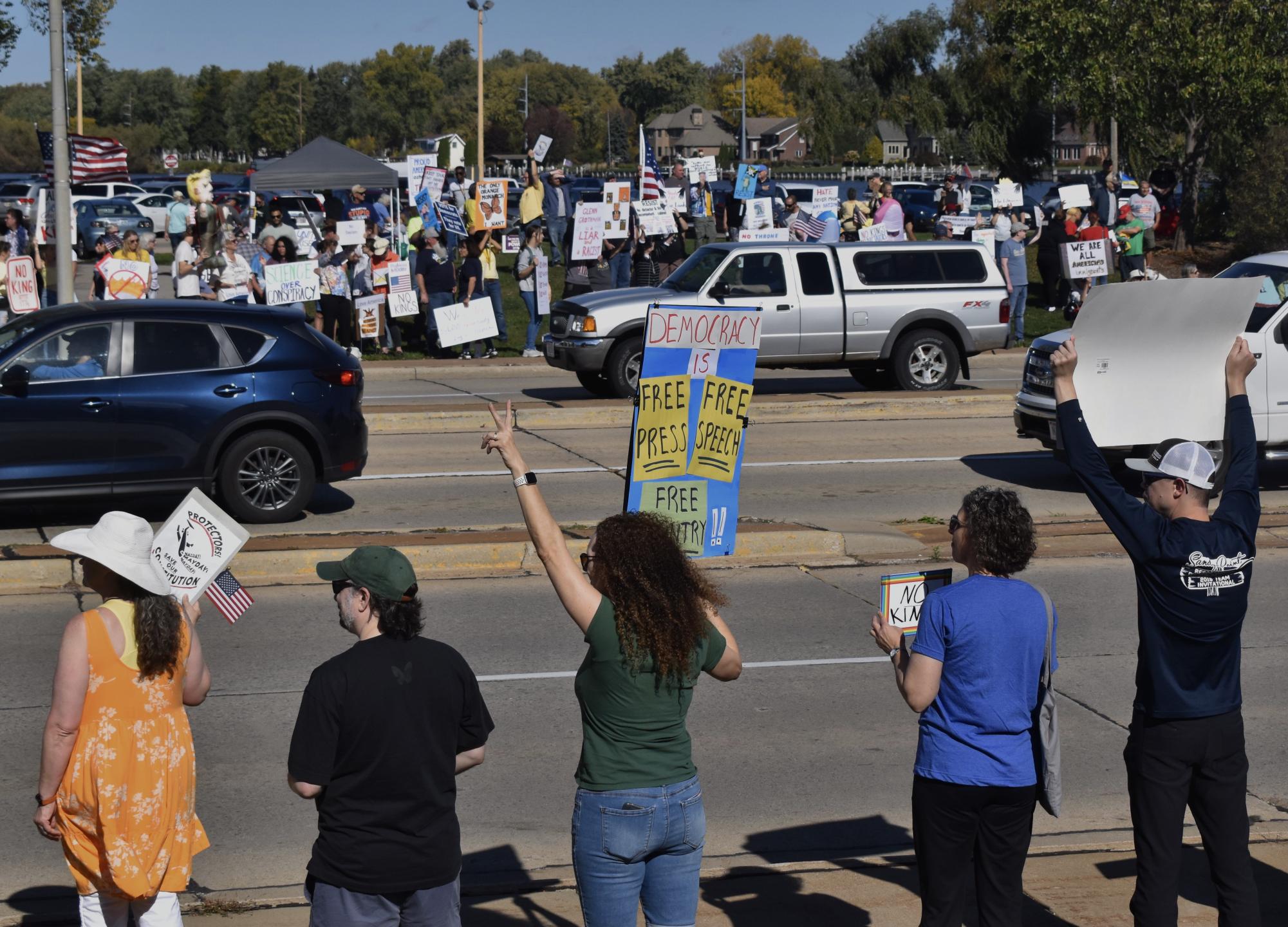 'No Kings' Protest at Rainbow Park in photos