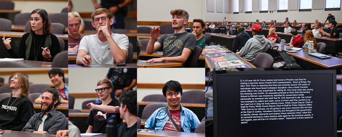 Students participate in the “What About Free Speech?” discussion at UW Oshkosh on Oct. 2