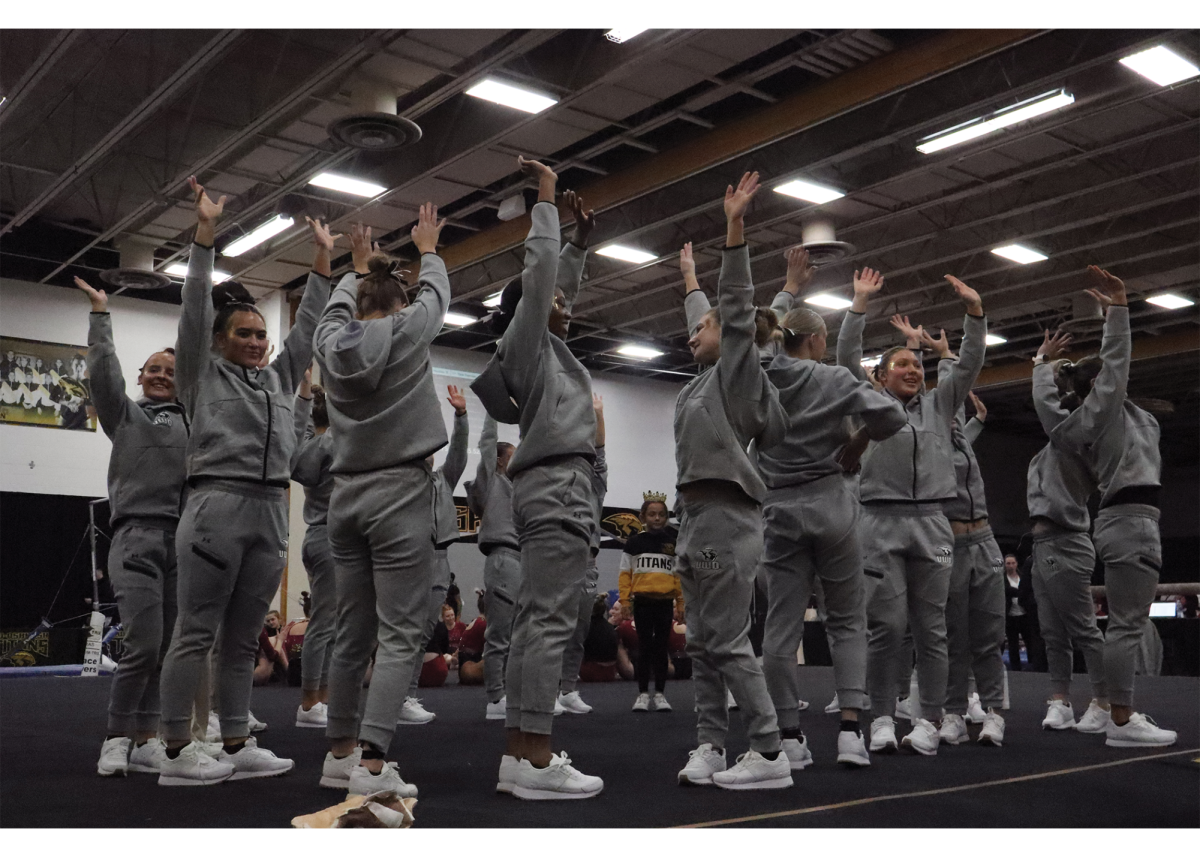 Katie Lechton / Advance-Titan -- 
UWO salutes the crowd following a home dual win against Hamline University (Minnesota) on Jan. 15.
