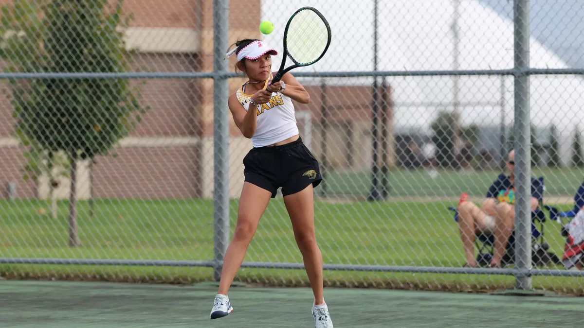 Courtesy of Steve Frommell / UWO Athletics – Mana Usui was the lone point scorer for the UW-Oshkosh tennis team in their loss to Carroll on Feb. 28