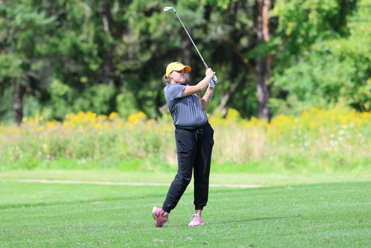 Courtesy of Steve Frommell / UWO Athletics – UWO’s Rylie Severson competes at the MSOE Invitational on Sept. 6, 2025.