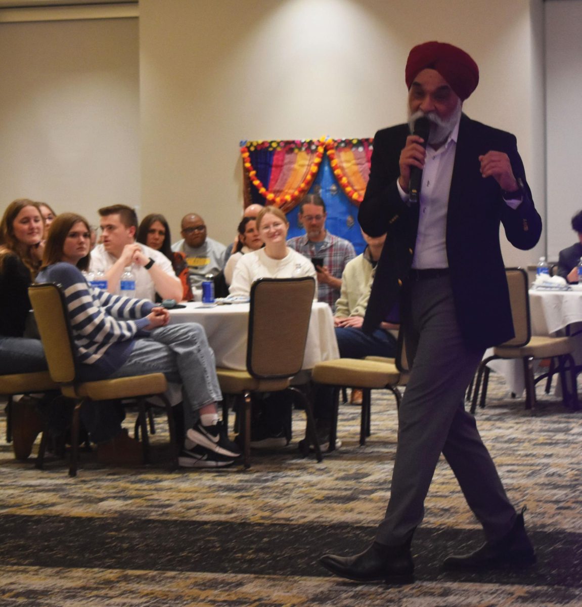 UW-Oshkosh Chancellor Manohar Singh sings at Culver's Family Welcome Center on April 3rd, 2026