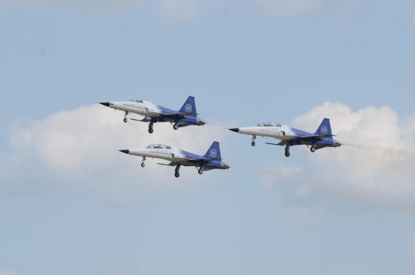 Vladyslav Plyaka / Advance-Titan -- Jets apart of NASA's research fleet showcase their America 250 paint scheme in the July 24 afternoon airshow at EAA AirVenture Oshkosh 2026.